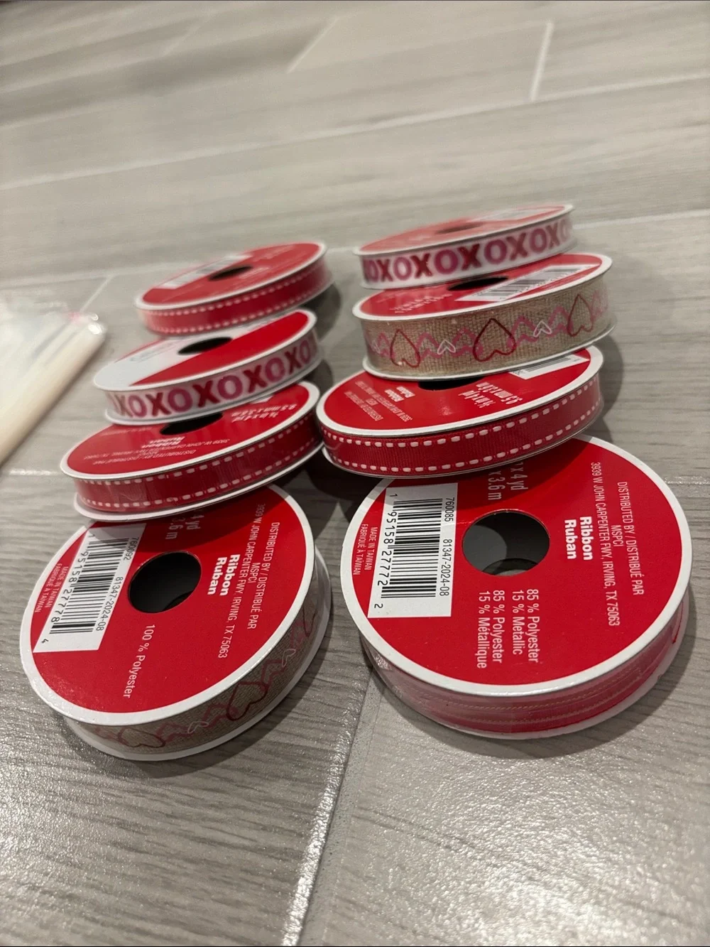 Bundle 8 Ribbon sets Red and Pink Heart love Valentine